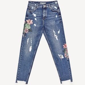 Zara Embroidered Denim Jeans ⭐️
